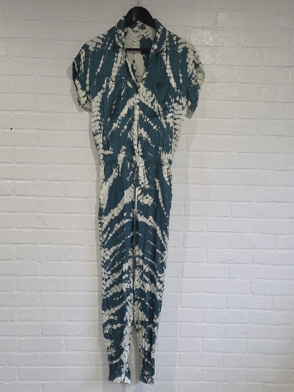 Teal and Cream Sateen  Jumpsuit